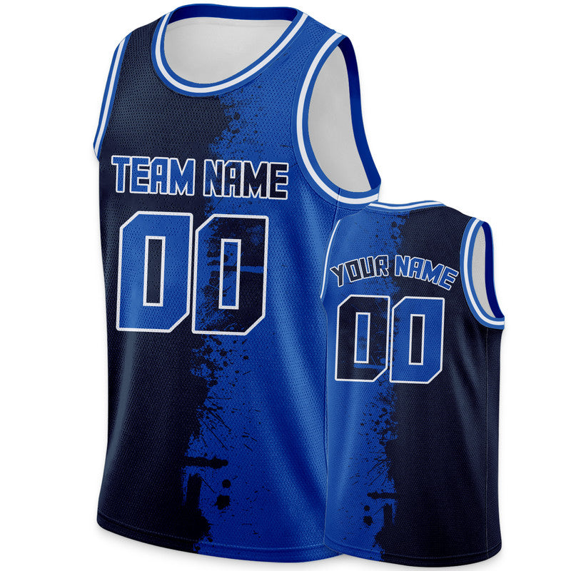 Custom Black Royal-White Authentic Spilt Fashion Basketball Jersey