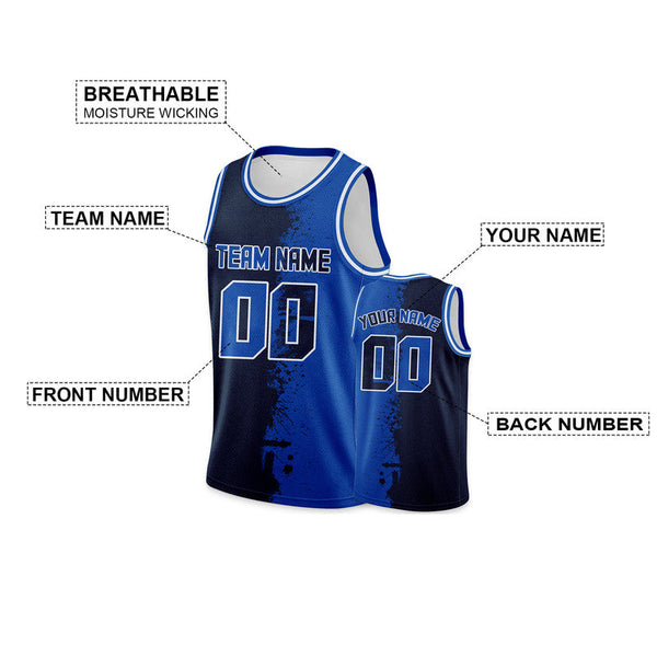 Custom Black Royal-White Authentic Spilt Fashion Basketball Jersey