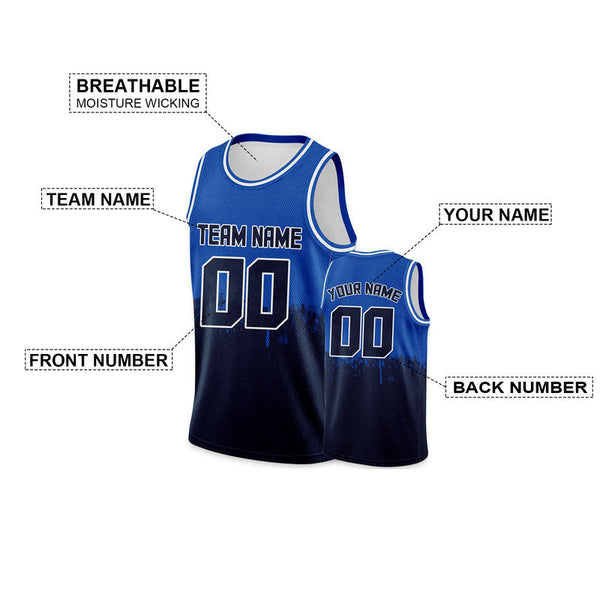 Custom Royal Black-White Authentic Spilt Fashion Basketball Jersey