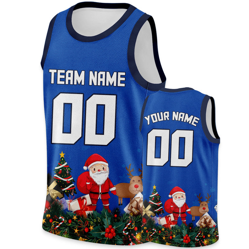 Christmas Day Custom Royal White-Black Santa Claus Authentic Basketball Jersey1