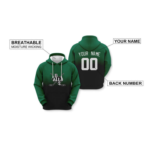 Custom Sports Pullover Sweatshirt Hockey Split Map Dallas Fashion Hoodie