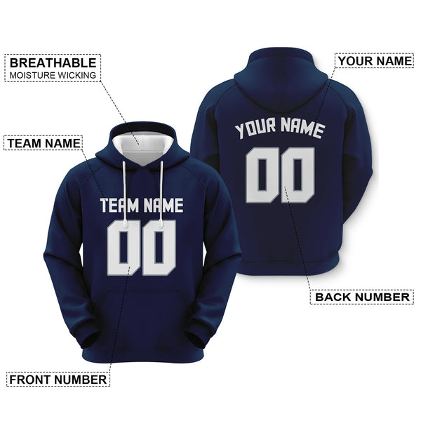 Custom Navy White-Gray Sports Pullover Sweatshirt Football Hoodie1