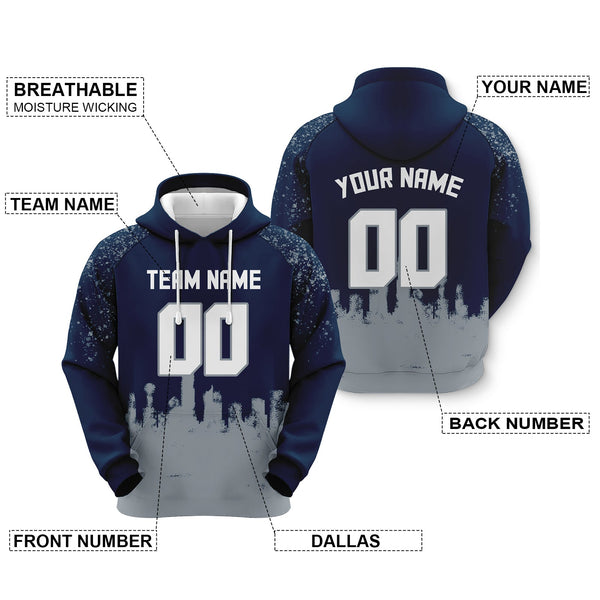 Custom Sports Pullover Sweatshirt Graffiti City Dallas  Fashion Football Hoodie