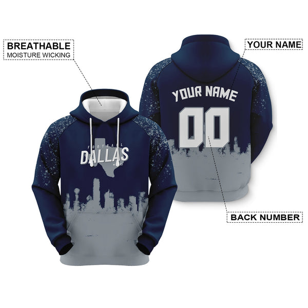 Custom Sports Pullover Sweatshirt Football Graffiti City Map Dallas  Fashion Hoodie