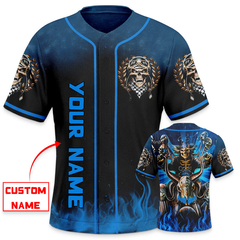 Dark Blue The Hunt Ghost Skull Custom Baseball Jersey