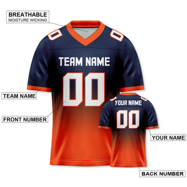 Custom Navy Orange-White Authentic Split Fashion Football Jersey