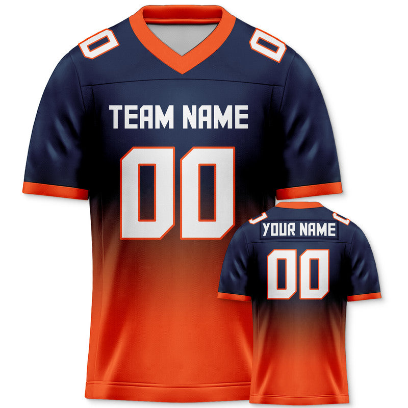 Custom Navy Orange-White Authentic Split Fashion Football Jersey