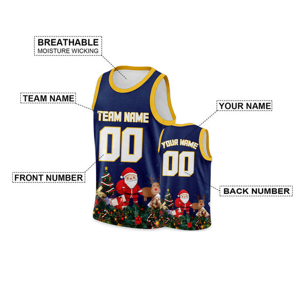 Christmas Day Custom Navy White-Gold Santa Claus Authentic Basketball Jersey1