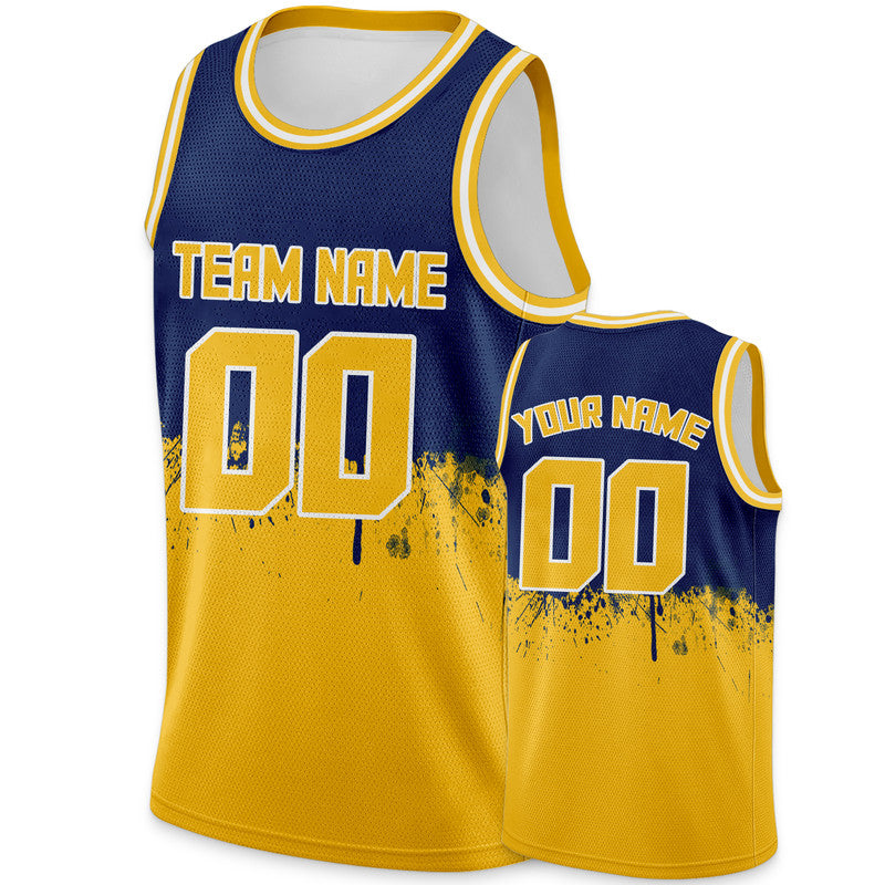 Custom Navy Gold-White Authentic Spilt Fashion Basketball Jersey1