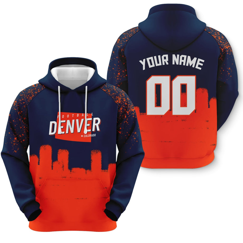 Custom Sports Pullover Sweatshirt Football Graffiti City Map Denver Fashion Hoodie1