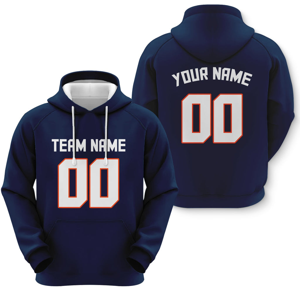 Custom Navy White-Orange Sports Pullover Sweatshirt Football Hoodie1