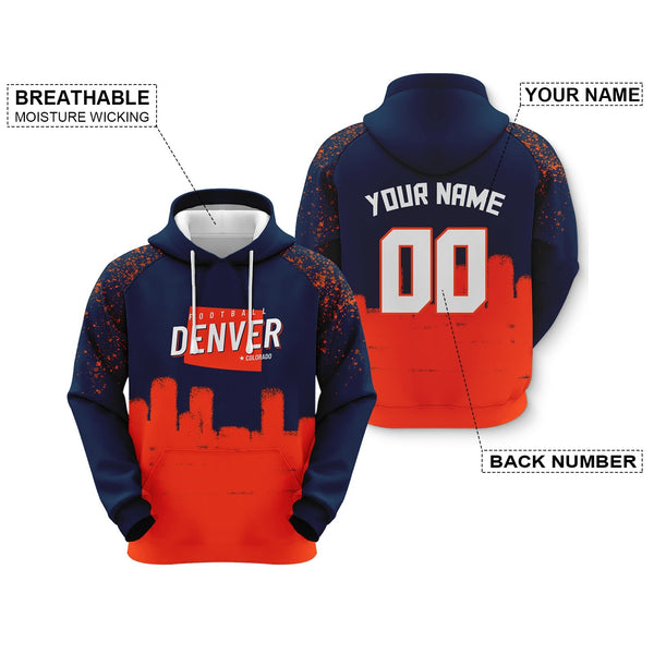 Custom Sports Pullover Sweatshirt Football Graffiti City Map Denver Fashion Hoodie1