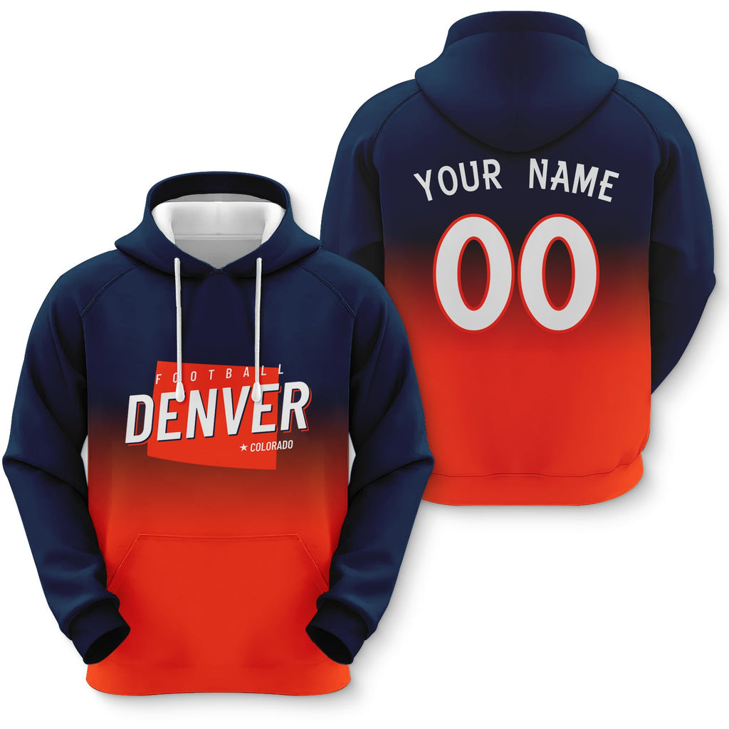 Custom Sports Pullover Sweatshirt City Denver Map Split Fashion Football Hoodie