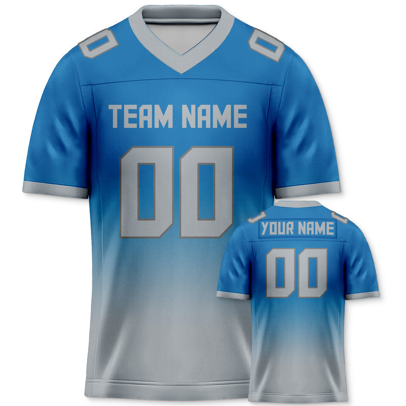 Custom Powder Blue Gray Authentic Split Fashion Football Jersey