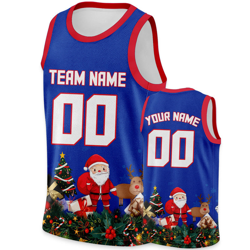 Christmas Day Custom Royal White-Red Santa Claus Authentic Basketball Jersey