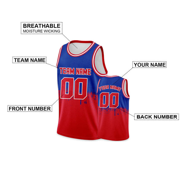 Custom Royal Red-White Authentic Spilt Fashion Basketball Jersey1