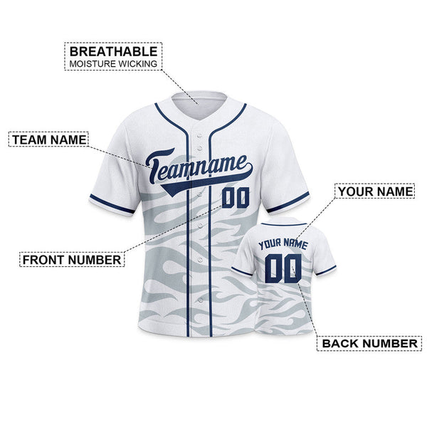 Custom White Navy-Gray Creative  Cool Concept Authentic Baseball Jersey