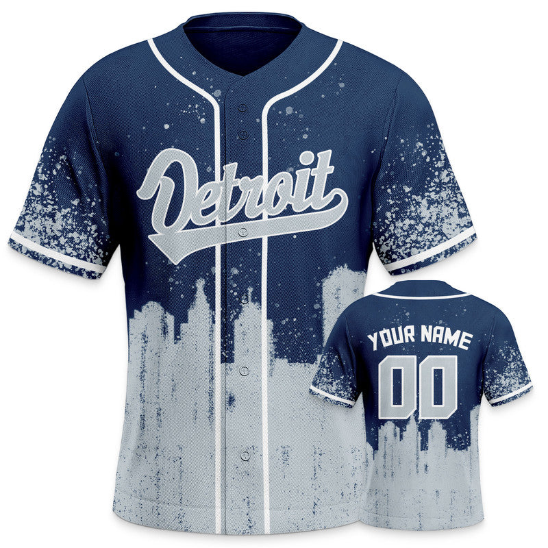 Custom 3D Graffiti Navy Gray-White Authentic Baseball  Silhouette Jersey