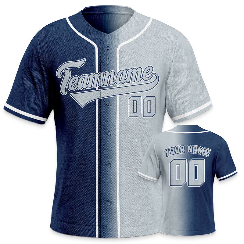 Custom Navy Gray-White Authentic Split Fashion Baseball Jersey1