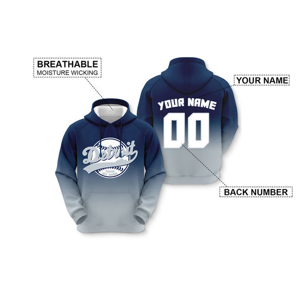 Custom Sports Pullover Sweatshirt Baseball City Detroit  You're My Home Split Fashion Hoodie