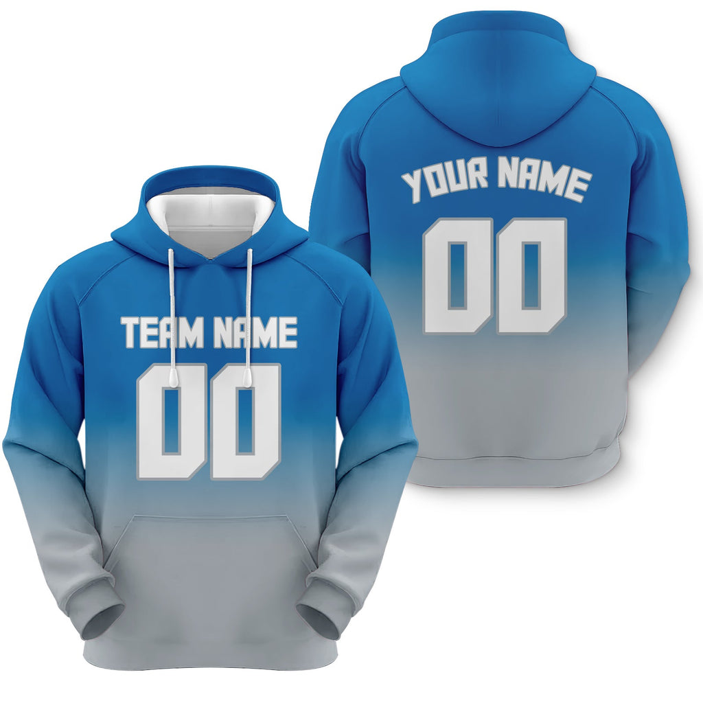 Custom Powder Blue White-Gray Sports Pullover Sweatshirt Split Fashion Football Hoodie