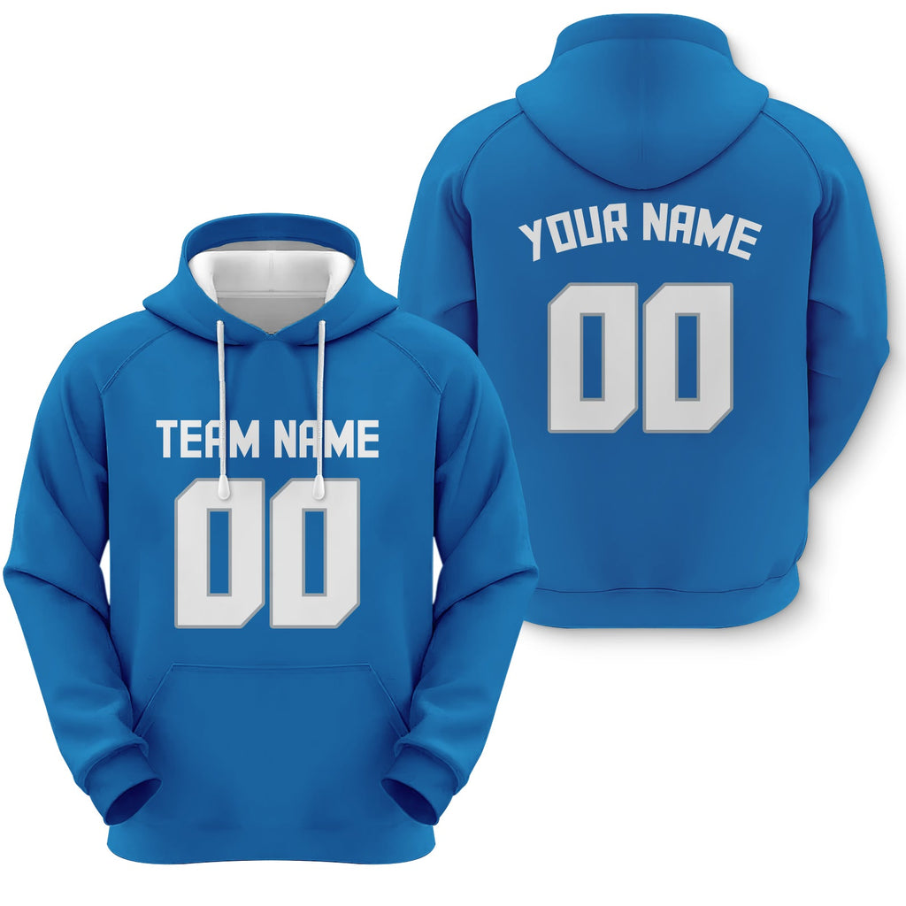 Custom Powder Blue White-Gray Sports Pullover Sweatshirt Football Hoodie