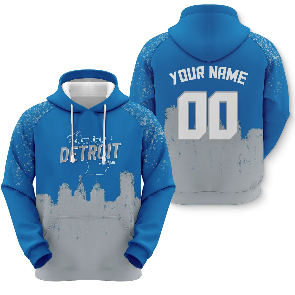 Custom Sports Pullover Sweatshirt Football Graffiti City Map Detroit Fashion Hoodie