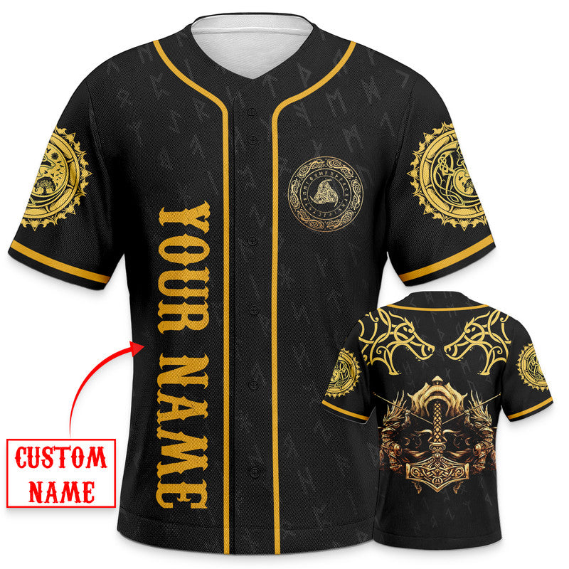 Dragons Warriors Axe Viking Tattoo Custom Baseball Jersey