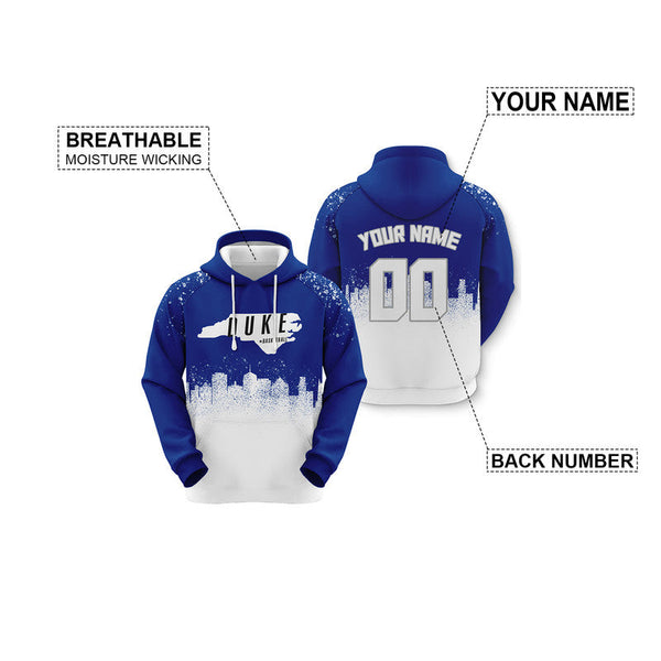 Custom Sports Pullover Sweatshirt Colleage Basketball Graffiti Map Duke  Fashion Hoodie