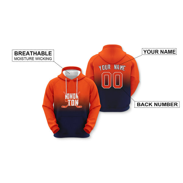 Custom Sports Pullover Sweatshirt Hockey Split Map Edmonton Fashion Hoodie