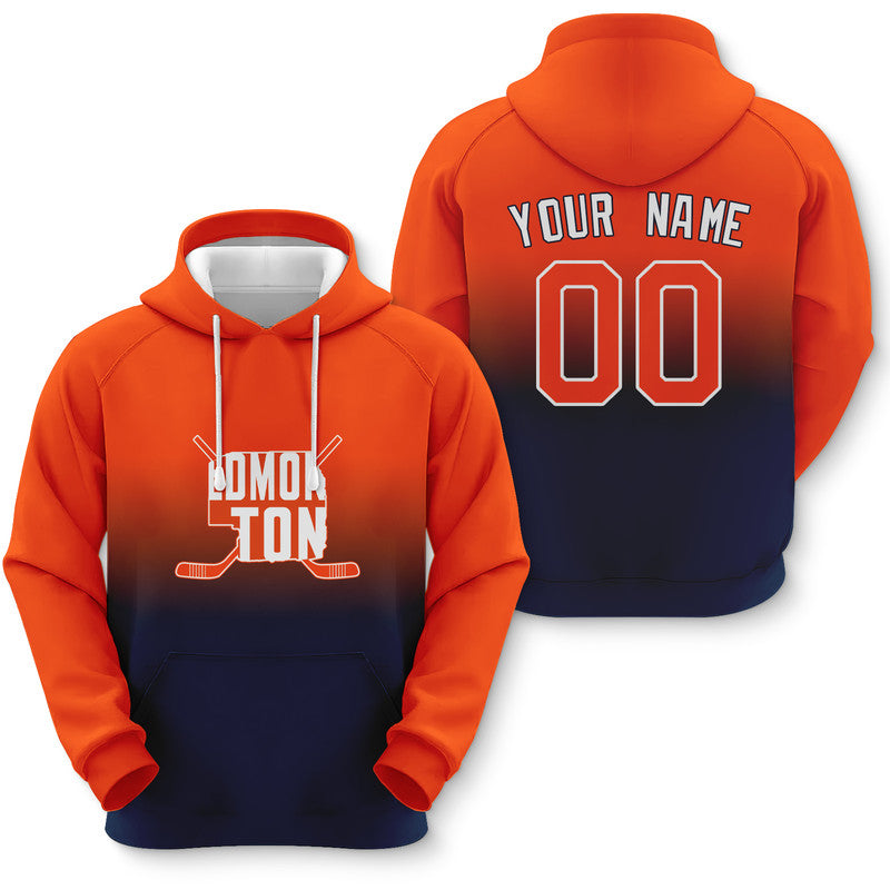 Custom Sports Pullover Sweatshirt Hockey Split Map Edmonton Fashion Hoodie