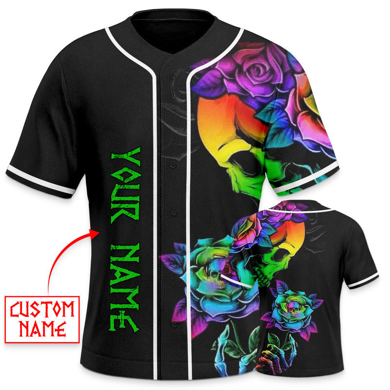 Fantasy Roses Skull Custom Baseball Jersey