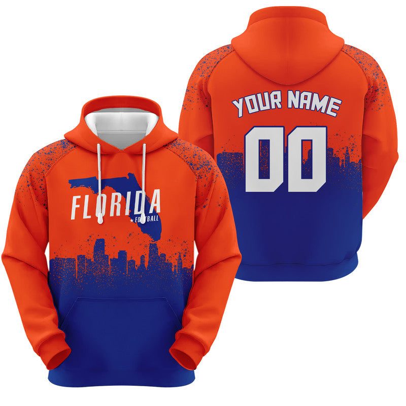 Custom Sports Pullover Sweatshirt Colleage Football Graffiti Map Florida Fashion Hoodie