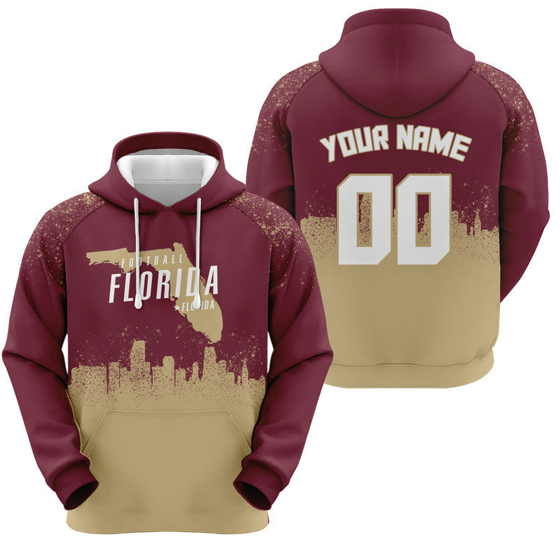 Custom Sports Pullover Sweatshirt Colleage Football Graffiti Map Florida State Fashion Hoodie