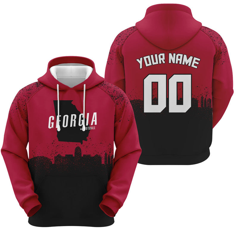 Custom Sports Pullover Sweatshirt Colleage Football Graffiti Map Georgia Fashion Hoodie