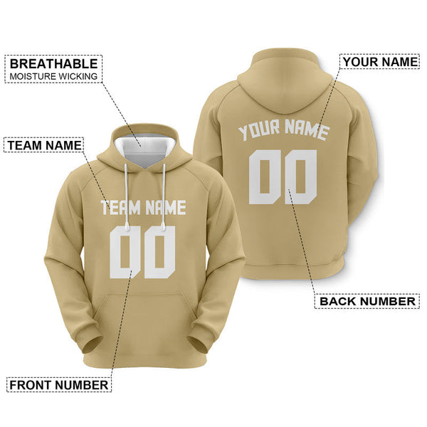 Custom Gold White Sports Pullover  Sweatshirt Football Hoodie1