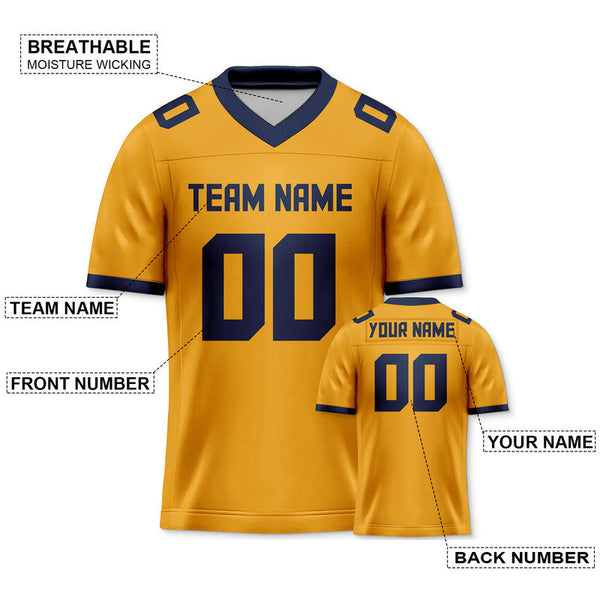 Custom Gold Navy Mesh Authentic Football Jersey