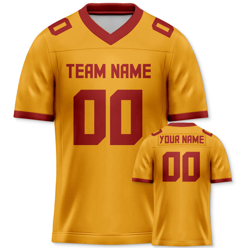 Custom Gold Crimson Mesh Authentic Football Jersey