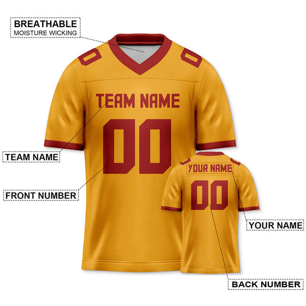 Custom Gold Crimson Mesh Authentic Football Jersey