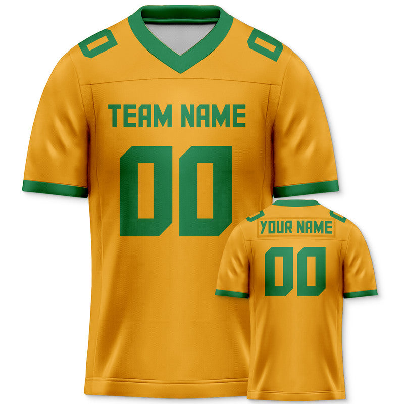 Custom Gold Green Mesh Authentic Football Jersey