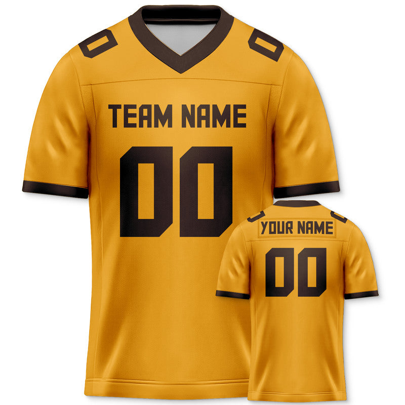 Custom Gold Brown Mesh Authentic Football Jersey