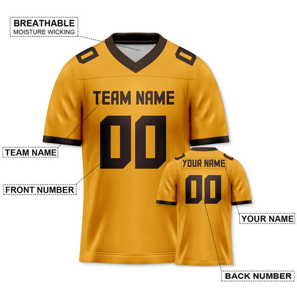 Custom Gold Brown Mesh Authentic Football Jersey