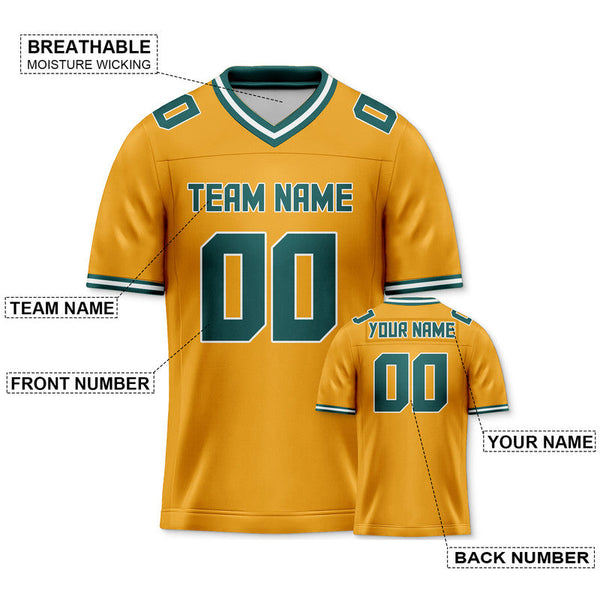 Custom Gold Kelly Green Mesh Authentic Football Jersey