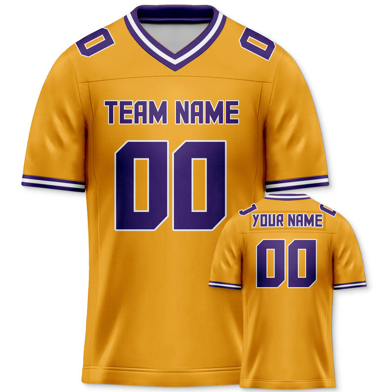 Custom Gold Purple Mesh Authentic Football Jersey