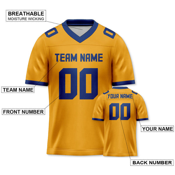 Custom Gold Royal Mesh Authentic Football Jersey