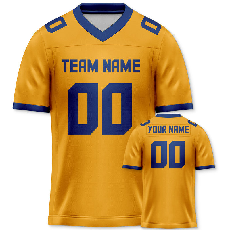 Custom Gold Royal Mesh Authentic Football Jersey