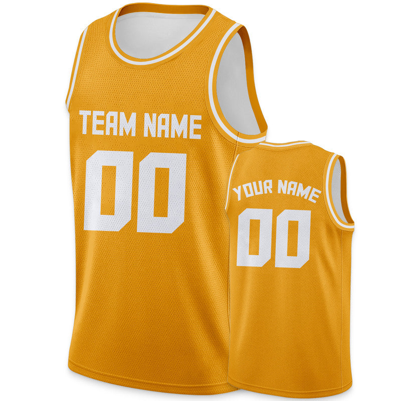 Custom Gold White Authentic Basketball Jersey