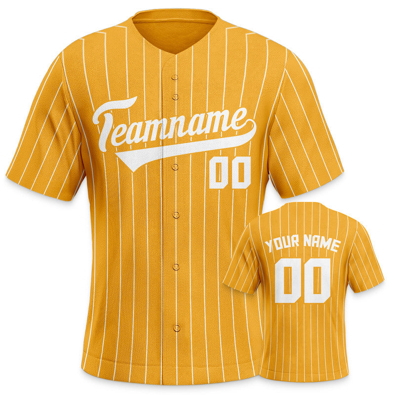 Custom Gold Gray Pinstripe White Gray Authentic Baseball Jersey