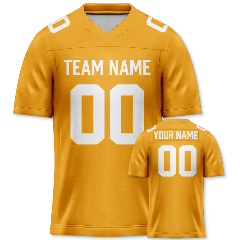 Custom Gold White Authentic Football Jersey