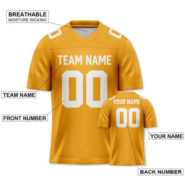 Custom Gold White Authentic Football Jersey